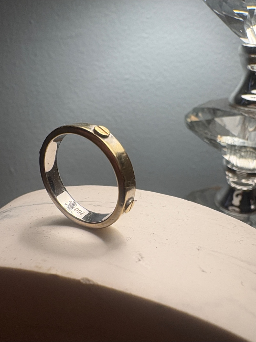 18kt Gold Band Ring with Screw Motif - Women Jewelry